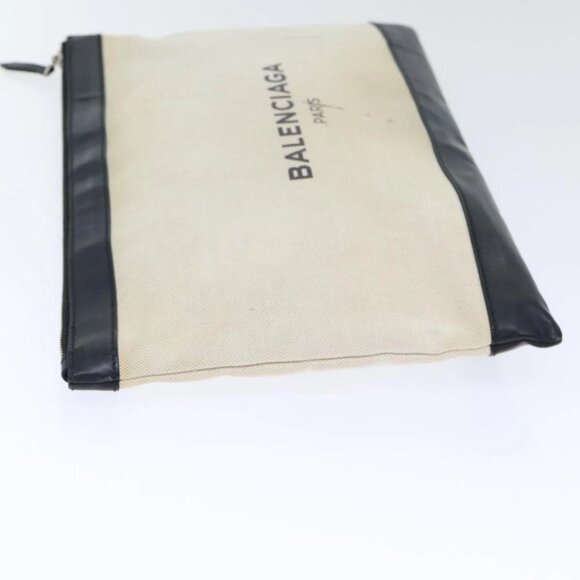 BALENCIAGA Clutch Bag Canvas White Black Silver 373840 Auth bs17958 - Picture 5 of 15